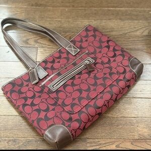 Vintage Coach Signature H2J6082 in Red Canvas